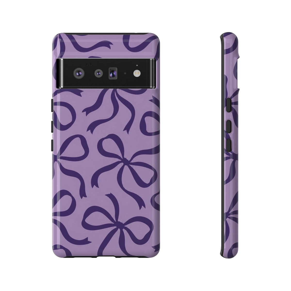 Bold Lilac and Deep Purple Bow Pattern Phone Case