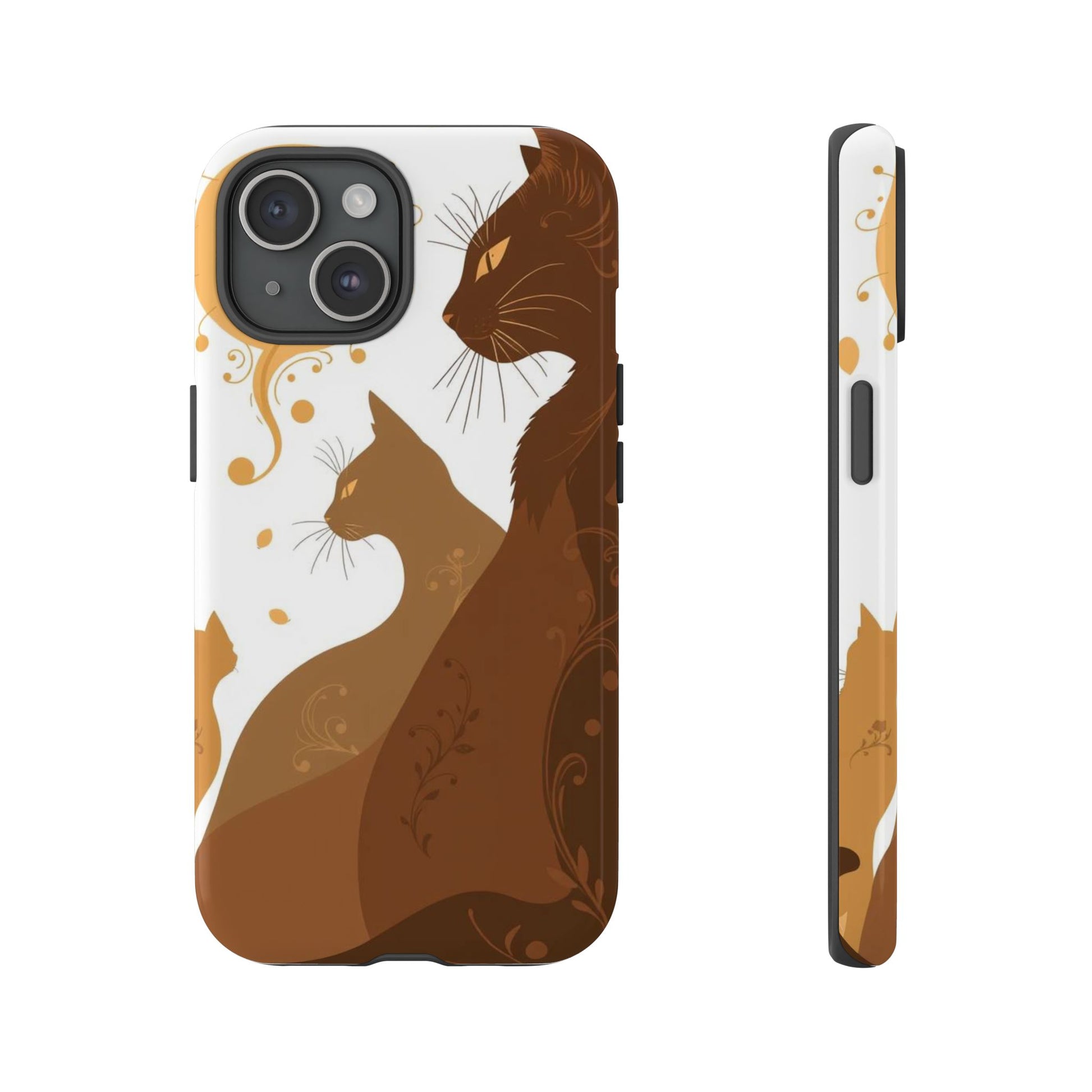 Abstract Cat Pattern Design Phone Case - White Phone Case - iPhone 15 / Glossy