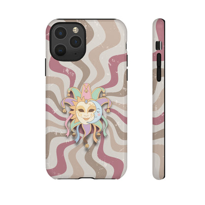 Sun & Moon Jester Mask – Pink Retro Wave Phone Case - Pink Phone Case - iPhone 11 Pro / Glossy
