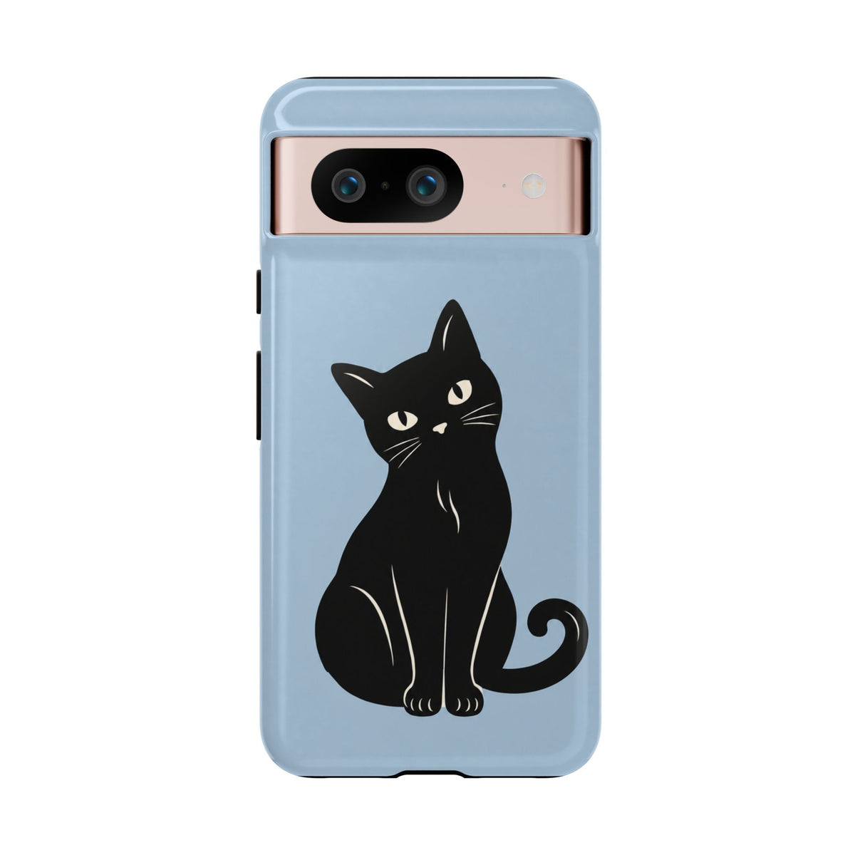 Minimalist Powder Blue & Black Cat Phone Case