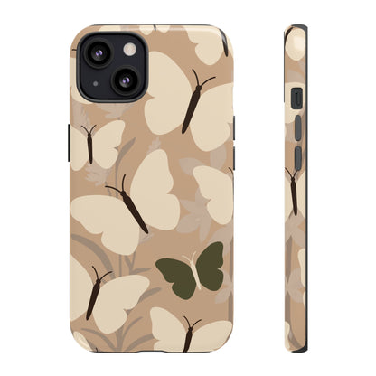 Minimalist Beige Butterfly Pattern Phone Case - Beige Phone Case - iPhone 13 / Glossy