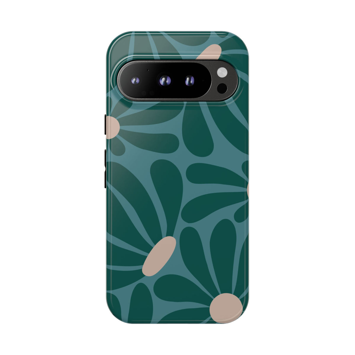 Retro Turquoise Daisy Pattern Phone Case - Green Phone Case - Google Pixel 9 Pro / Glossy