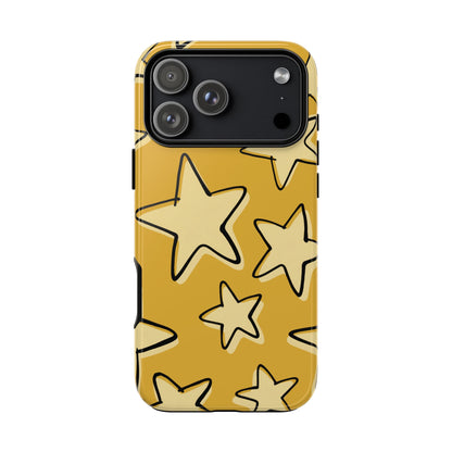 Golden Yellow Doodle Star Phone Case