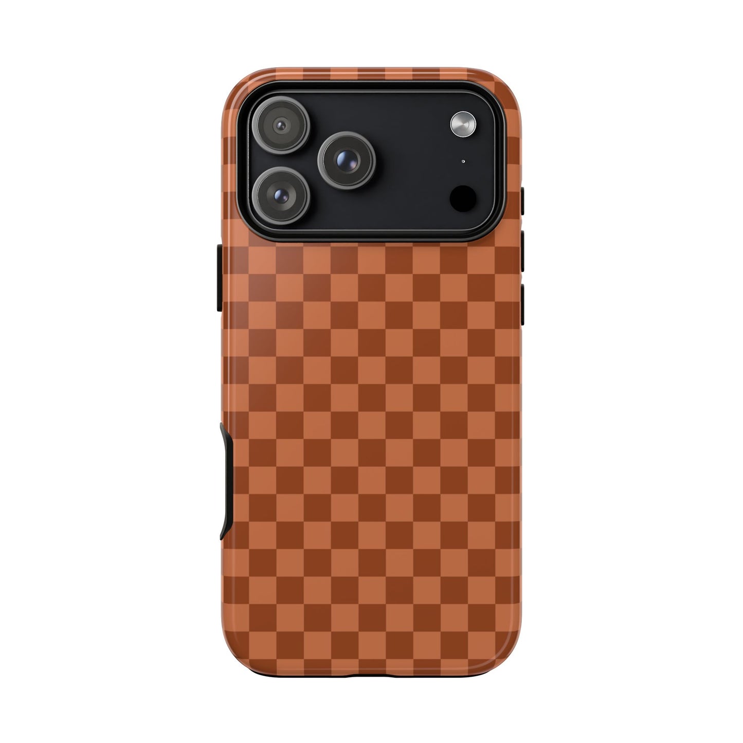 iPhone 17 Pro Max / Glossy Phone Case - ’Bold Brown Checkered Pattern’ Phone Case