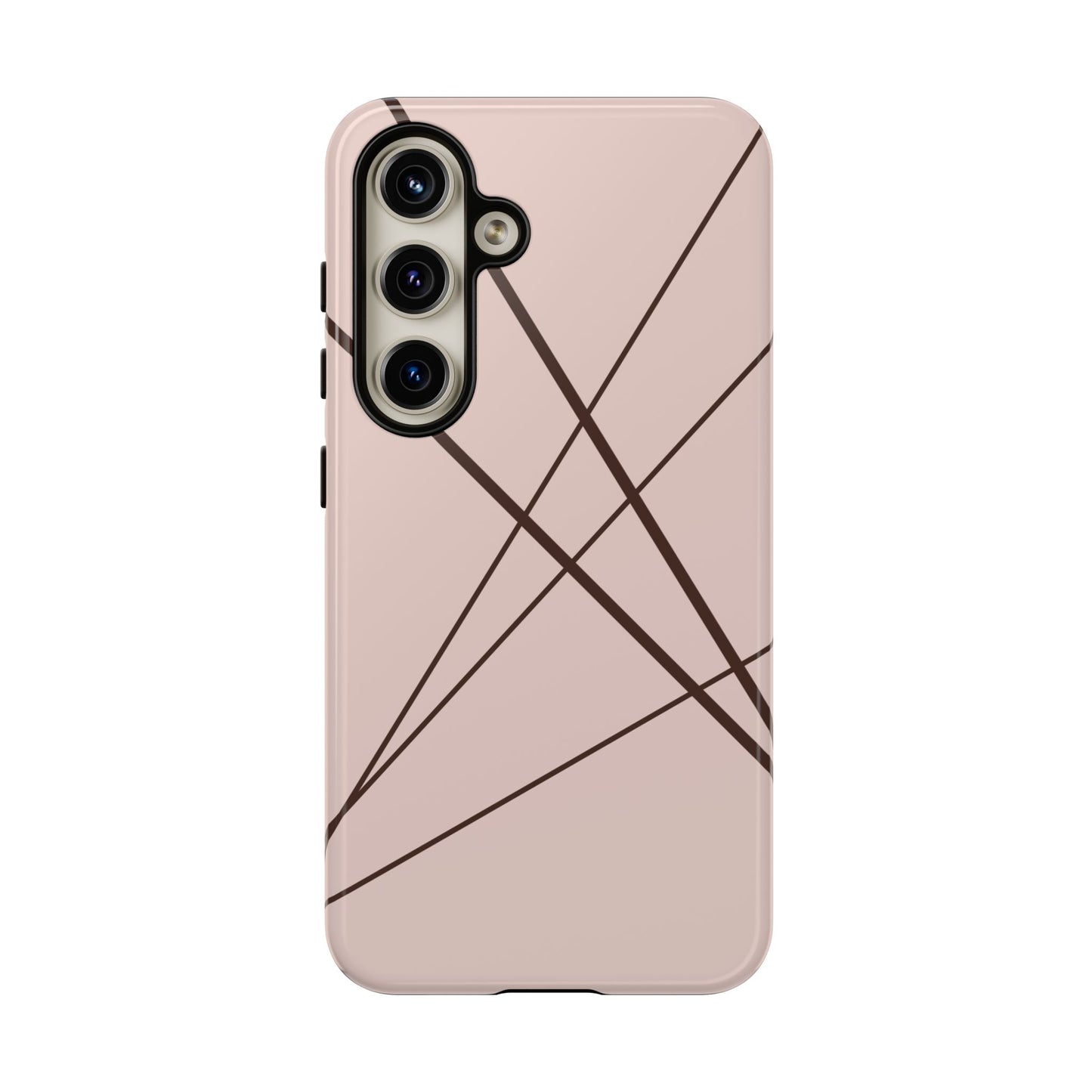 Abstract Pink with Brown Lines Phone Case - Pink Phone Case - Samsung Galaxy S24 / Glossy