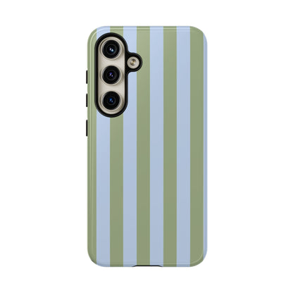 Trendy Ice Blue & Green Stripe Pattern Phone Case - Blue Phone Case - Samsung Galaxy S24 / Glossy