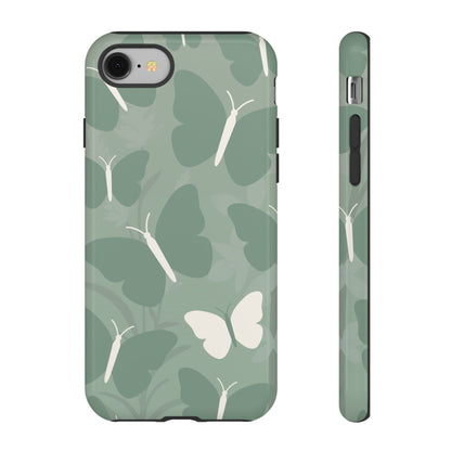 iPhone 8 / Glossy Phone Case - Minimalist Mint Green Butterfly Pattern Phone Case