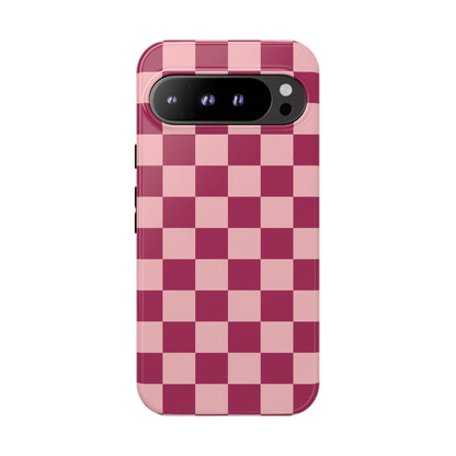 Google Pixel 9 Pro XL / Glossy Phone Case - ’Pink Checkered Pattern’ Phone Case
