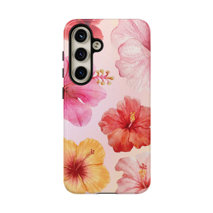Samsung Galaxy S24 / Glossy Phone Case - ’Pink Hibiscus Pattern #1’ Phone Case