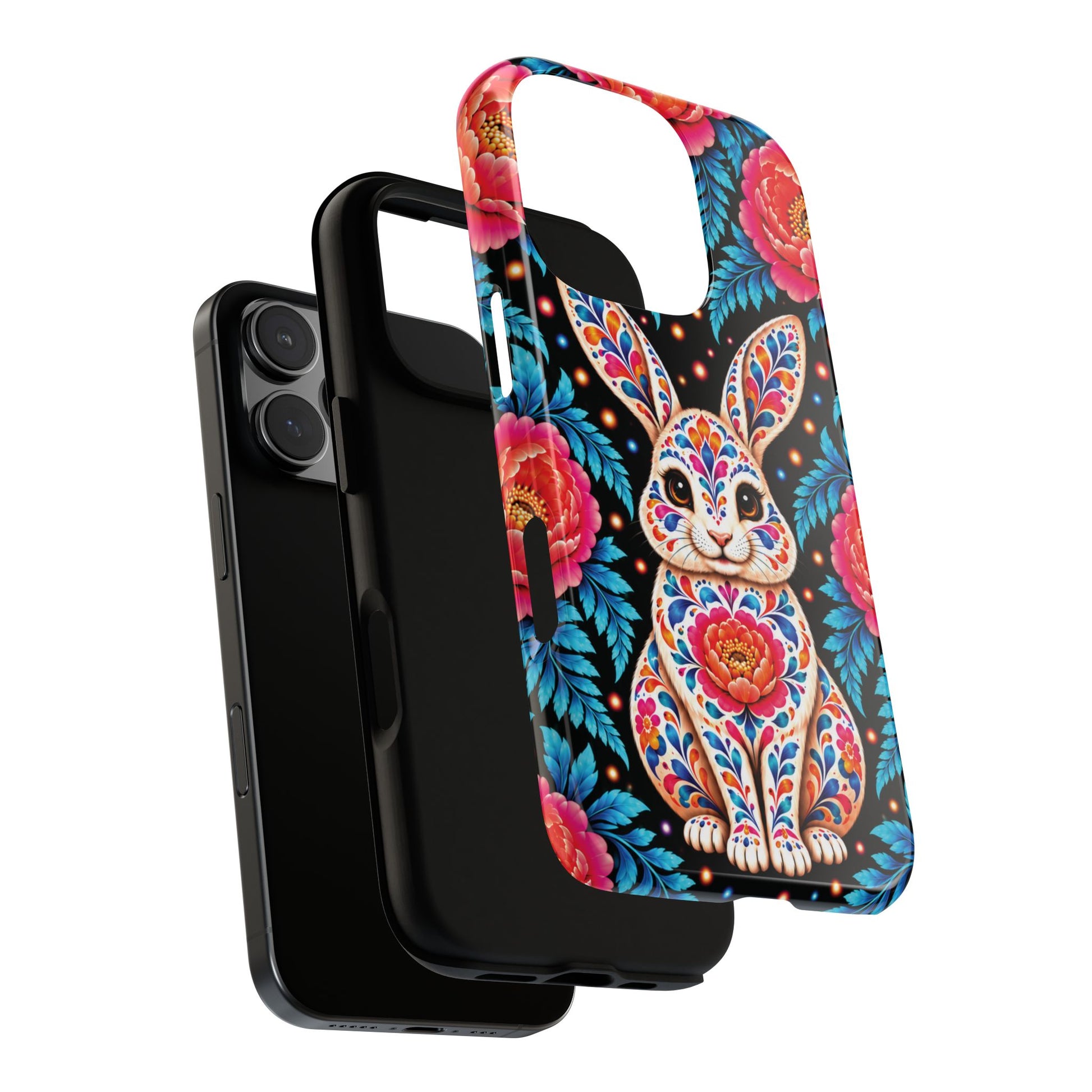Cute Pink and Turquoise Calavera Bunny Phone Case - Multicolor Phone Case