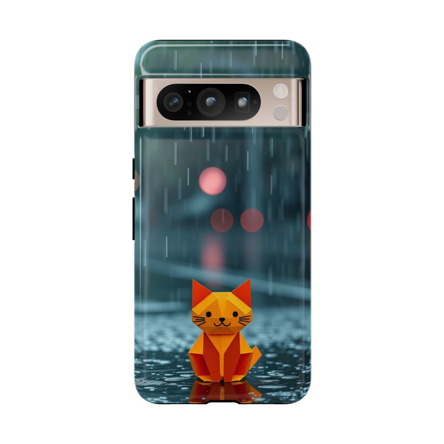 Google Pixel 8 Pro / Glossy Phone Case - Origami ’Soggy Cat’ Design Phone Case