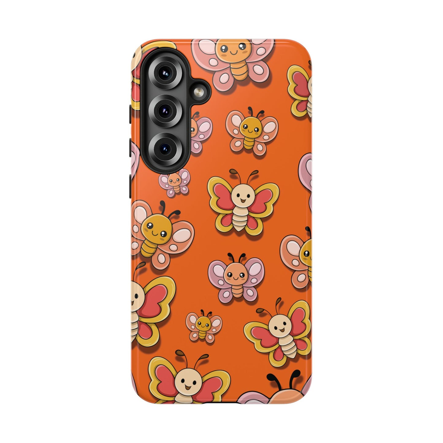 Samsung Galaxy S25 Plus / Glossy Phone Case - Orange Butterfly Sticker Design Phone Case
