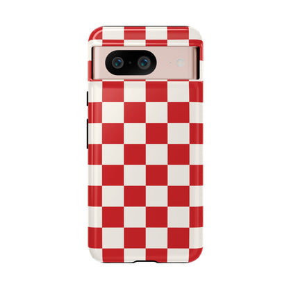 Red Checked Pattern Phone Case - Red Phone Case - Google Pixel 8 / Glossy