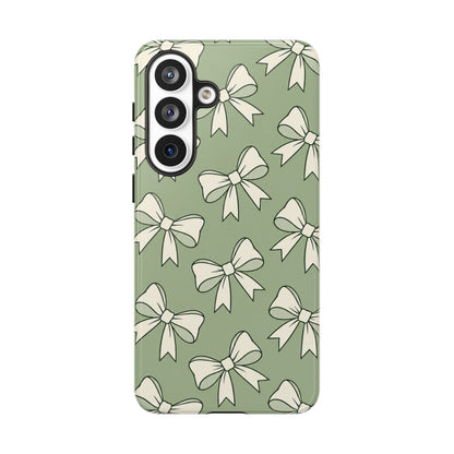 Chic Sage Green Bow Pattern Phone Case