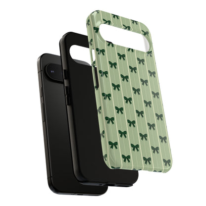 Retro Forest Green Bow Pattern Phone Case