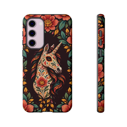 Elegant Terracotta and Teal Calavera Unicorn Phone Case - Phone Case - Samsung Galaxy S23 Plus / Glossy