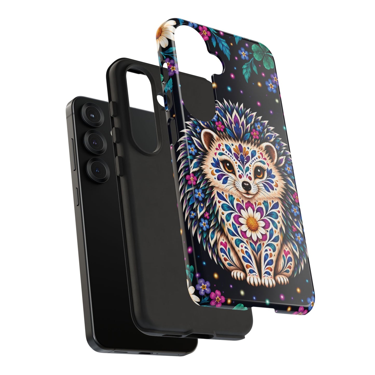 Vibrant Purple and Teal Calavera Hedgehog Phone Case - Multicolor Phone Case