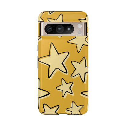 Golden Yellow Doodle Star Phone Case