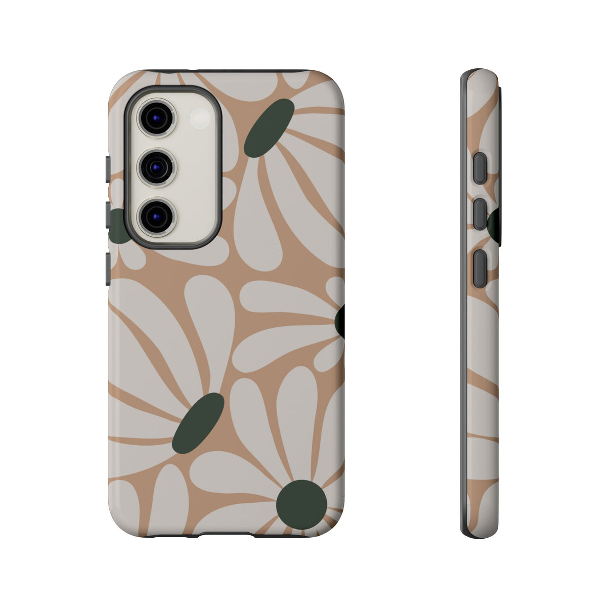 Retro Beige & White Daisy Pattern Phone Case - Beige Phone Case - Samsung Galaxy S23 / Glossy