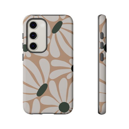 Retro Beige & White Daisy Pattern Phone Case - Beige Phone Case - Samsung Galaxy S23 / Glossy