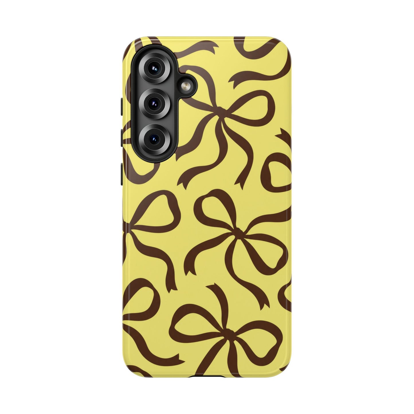 Bold Butter Yellow and Chocolate Brown Bow Pattern Phone Case