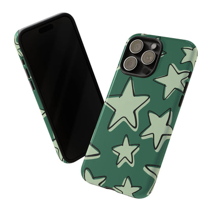 Forest Green Doodle Star Phone Case