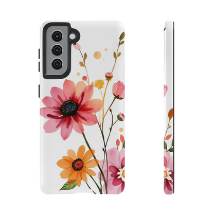 Samsung Galaxy S21 / Glossy Phone Case - Watercolour Style Simple Wildflower Design Phone Case