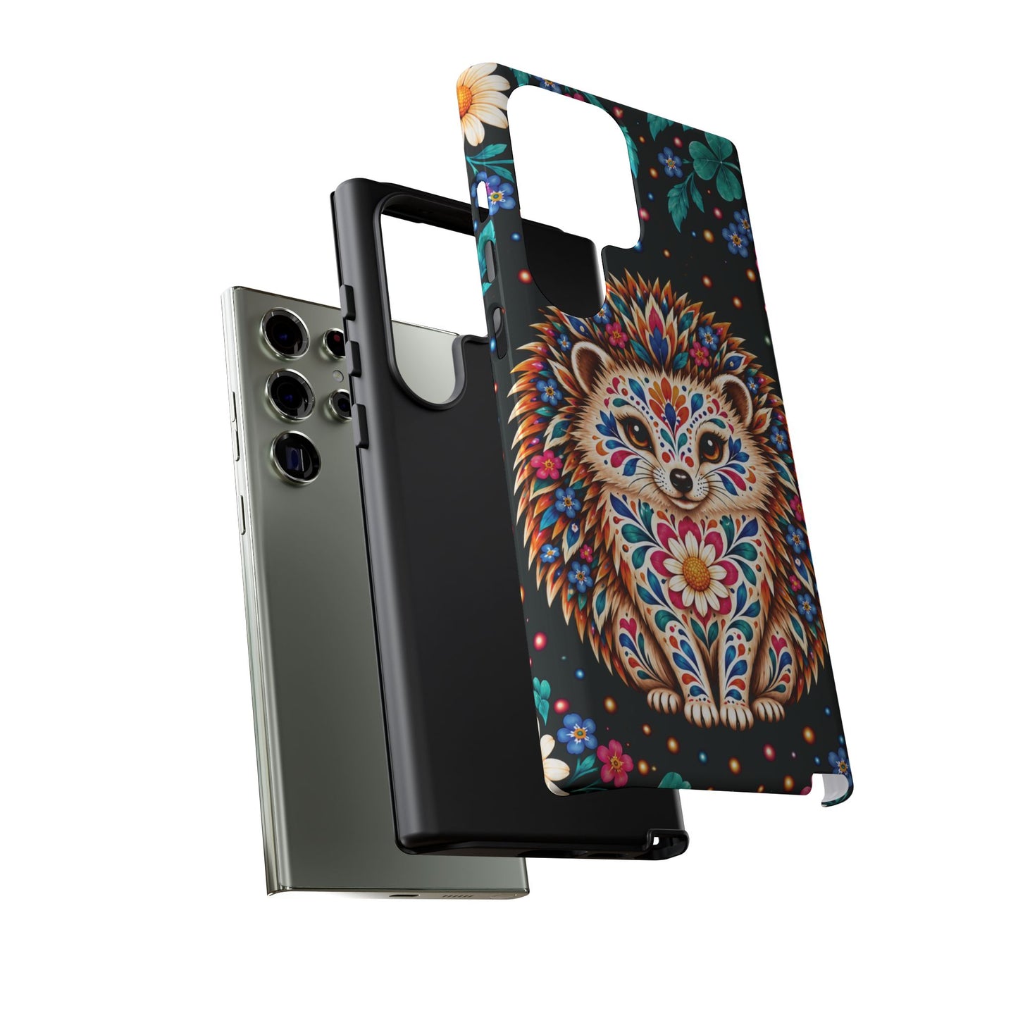 Vibrant Orange and Turquoise Calavera Hedgehog Phone Case - Multicolor Phone Case