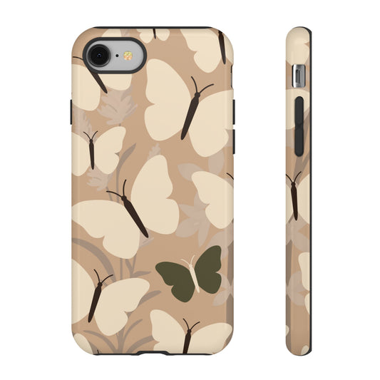 iPhone 8 / Glossy Phone Case - Minimalist Beige Butterfly Pattern Phone Case