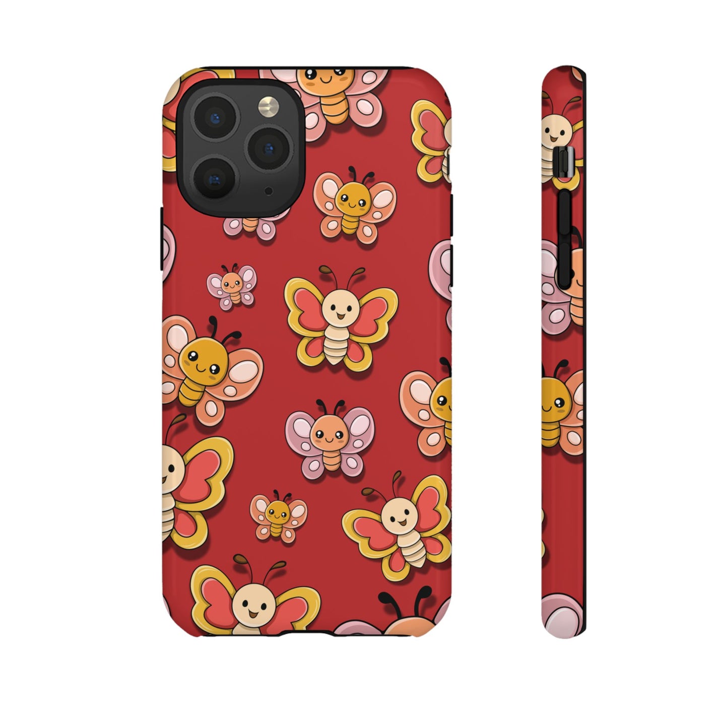 iPhone 11 Pro / Glossy Phone Case - Red Butterfly Sticker Design Phone Case