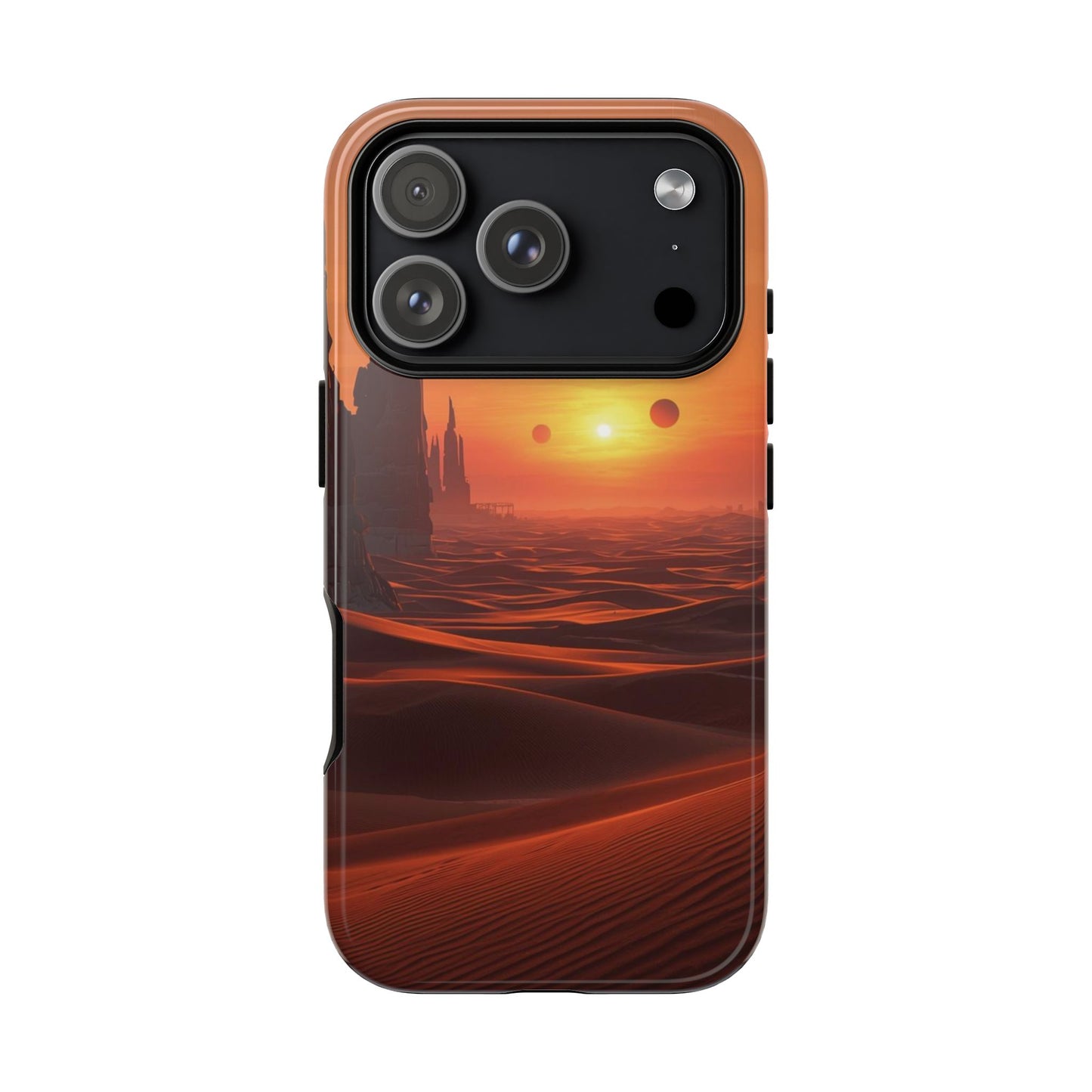 Twin Suns Desert World Sci-fi Phone Case - Orange Phone Case - iPhone 17 Pro / Glossy