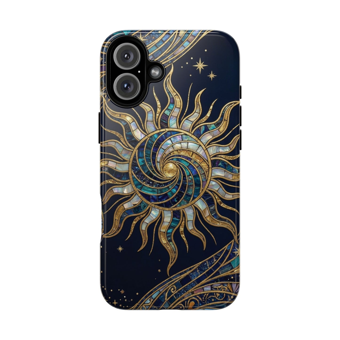 Elegant Navy & Gold Solar Spiral Phone Case