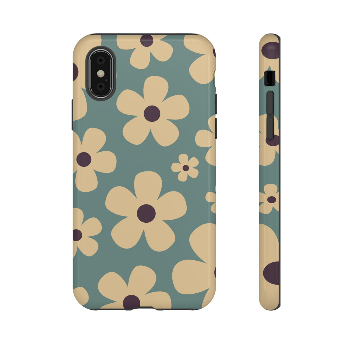 Cute Blue & Cream Daisy Pattern Phone Case - Blue Phone Case - iPhone X / Glossy