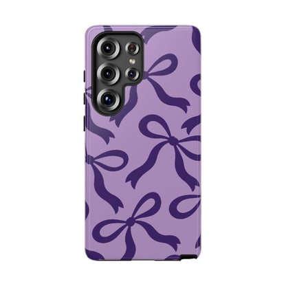 Bold Lilac and Deep Purple Bow Pattern Phone Case - Purple Phone Case - Samsung Galaxy S25 Ultra / Glossy