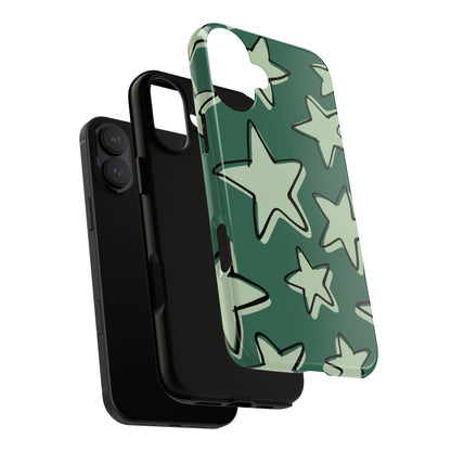Forest Green Doodle Star Phone Case