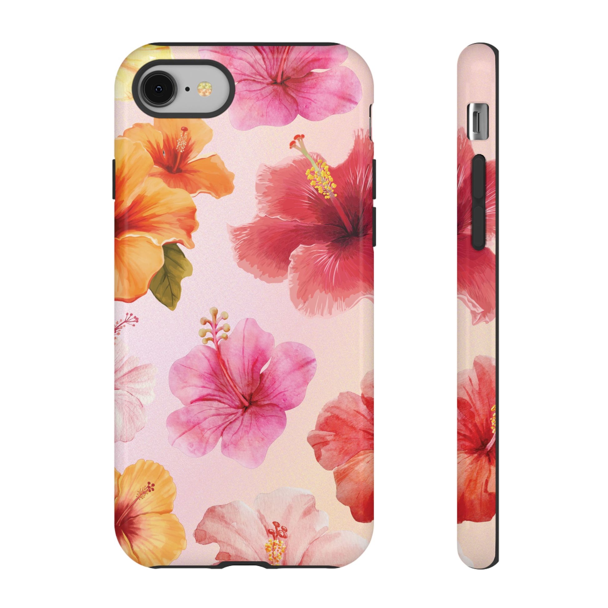 Cute Pink Hibiscus Pattern #2 Phone Case - Pink Phone Case - iPhone 8 / Glossy