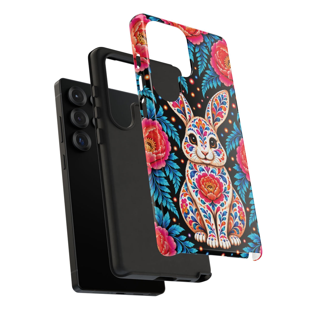 Cute Pink and Turquoise Calavera Bunny Phone Case - Multicolor Phone Case