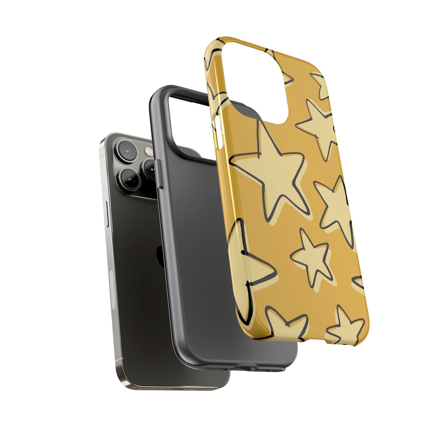 Golden Yellow Doodle Star Phone Case
