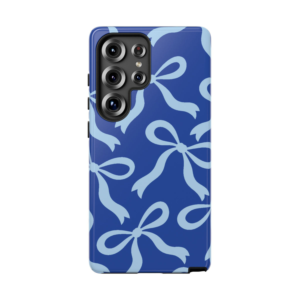 Bold Cobalt Blue and Powder Blue Bow Pattern Phone Case - Blue Phone Case - Samsung Galaxy S25 Ultra / Glossy