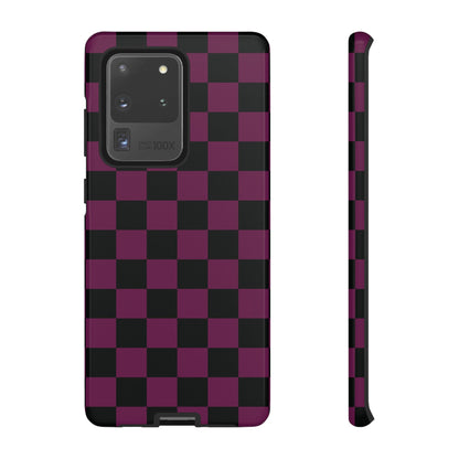 Samsung Galaxy S20 Ultra / Glossy Phone Case - Trendy Plum & Black Checked Pattern Phone Case