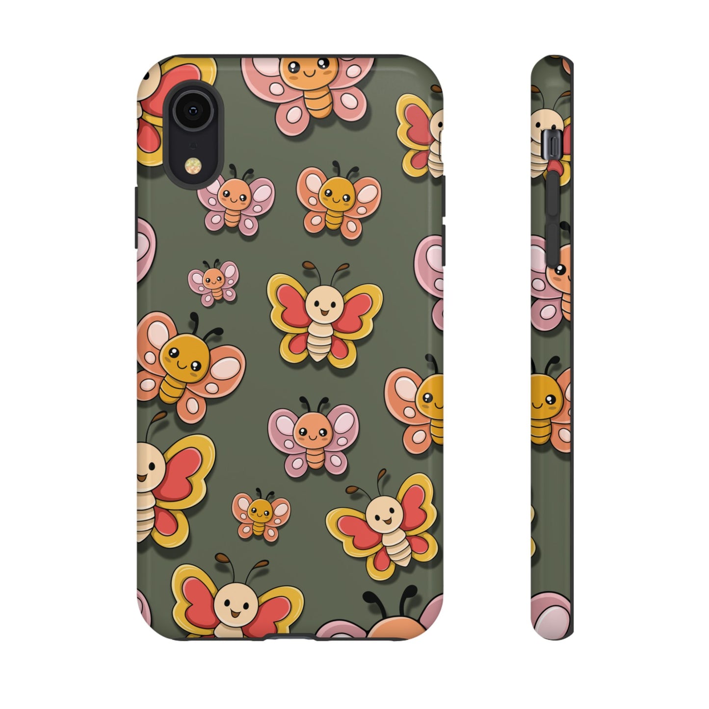 iPhone XR / Glossy Phone Case - Green Butterfly Sticker Design Phone Case