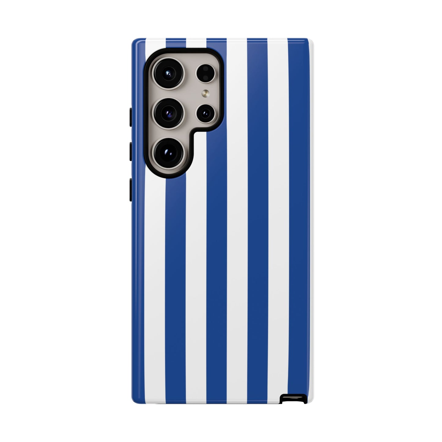 Samsung Galaxy S24 Ultra / Glossy Phone Case - Simple Blue & White Stripe Pattern Phone Case