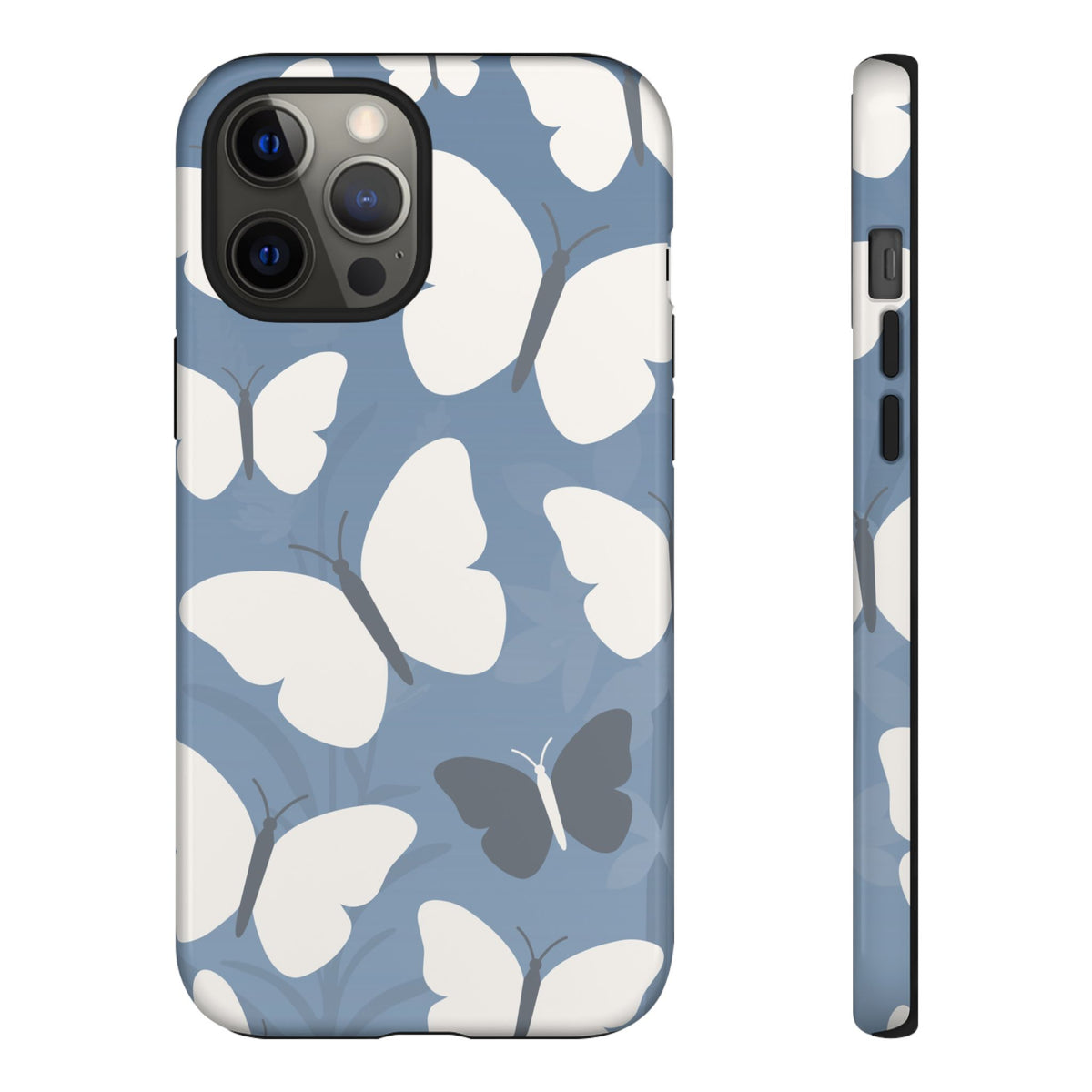 Minimalist Light Blue Butterfly Pattern Phone Case - Blue Phone Case - iPhone 12 Pro Max / Glossy