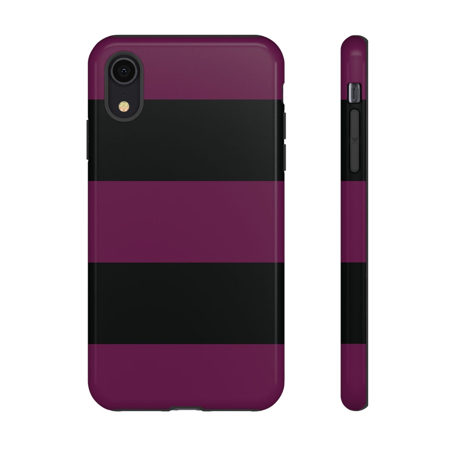 iPhone XR / Glossy Phone Case - Purple & Black Horizontal Stripe Pattern Phone Case