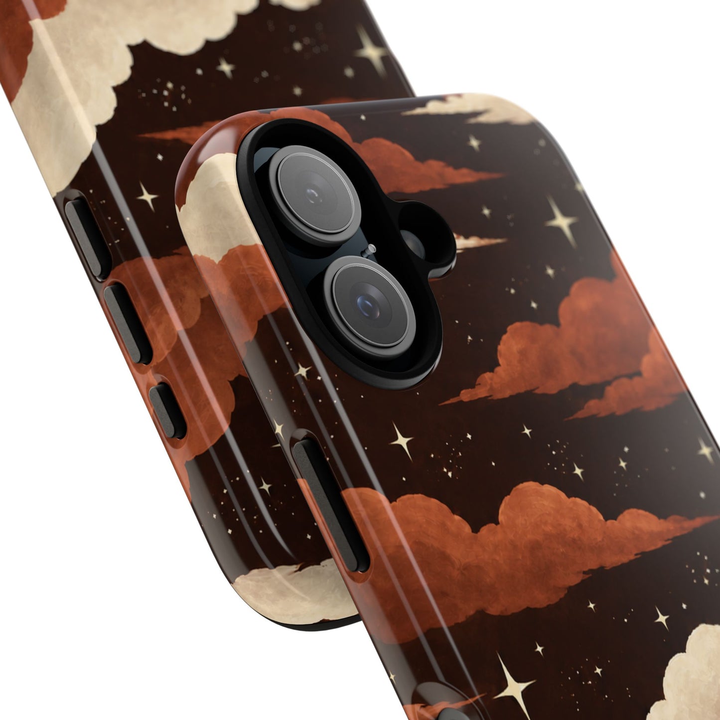 Illustrated Burnt Orange Clouds & Stars Phone Case