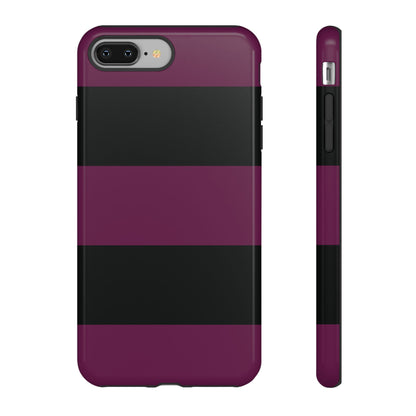 iPhone 8 Plus / Glossy Phone Case - Purple & Black Horizontal Stripe Pattern Phone Case