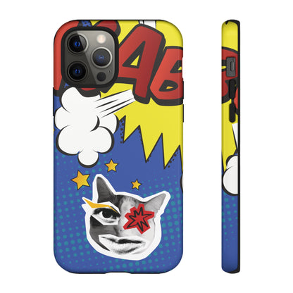 iPhone 12 Pro / Glossy Phone Case - Bold Blue Pop Art Cat Phone Case