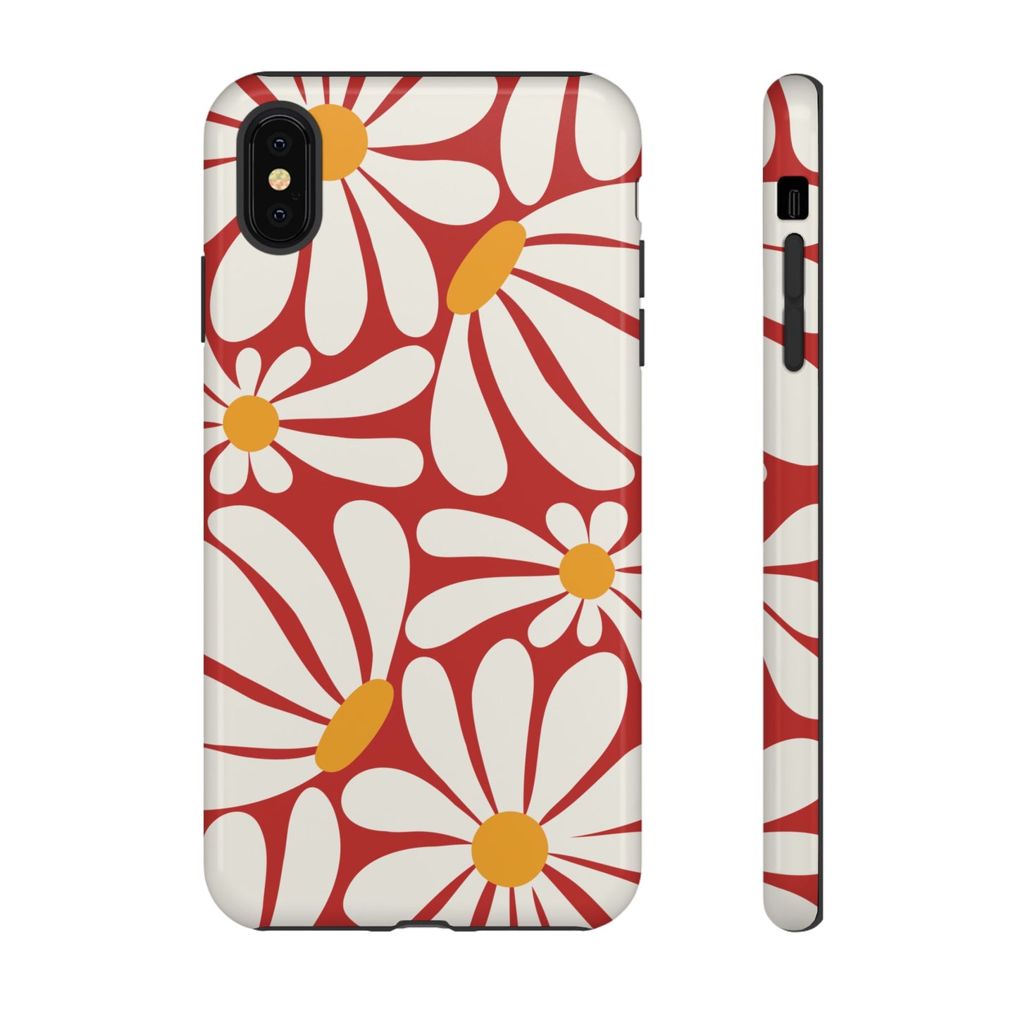 Retro Red Daisy Pattern Phone Case - Red Phone Case - iPhone XS MAX / Glossy