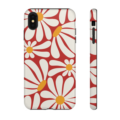 Retro Red Daisy Pattern Phone Case - Red Phone Case - iPhone XS MAX / Glossy