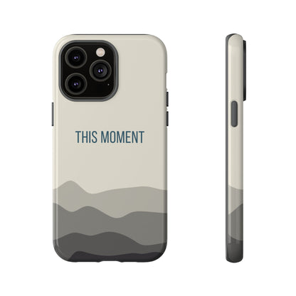 iPhone 14 Pro Max / Glossy Phone Case - Minimalist Cream Waves ’This Moment’ Statement Phone Case